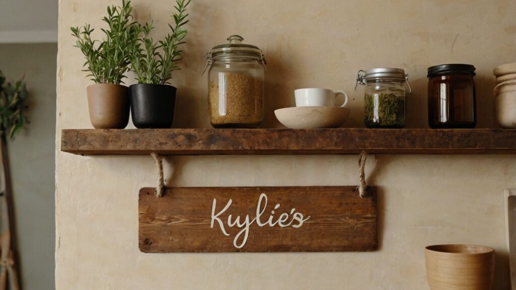 Weathered sign with twine and faux herb—Kylie’s texture hack vibe.