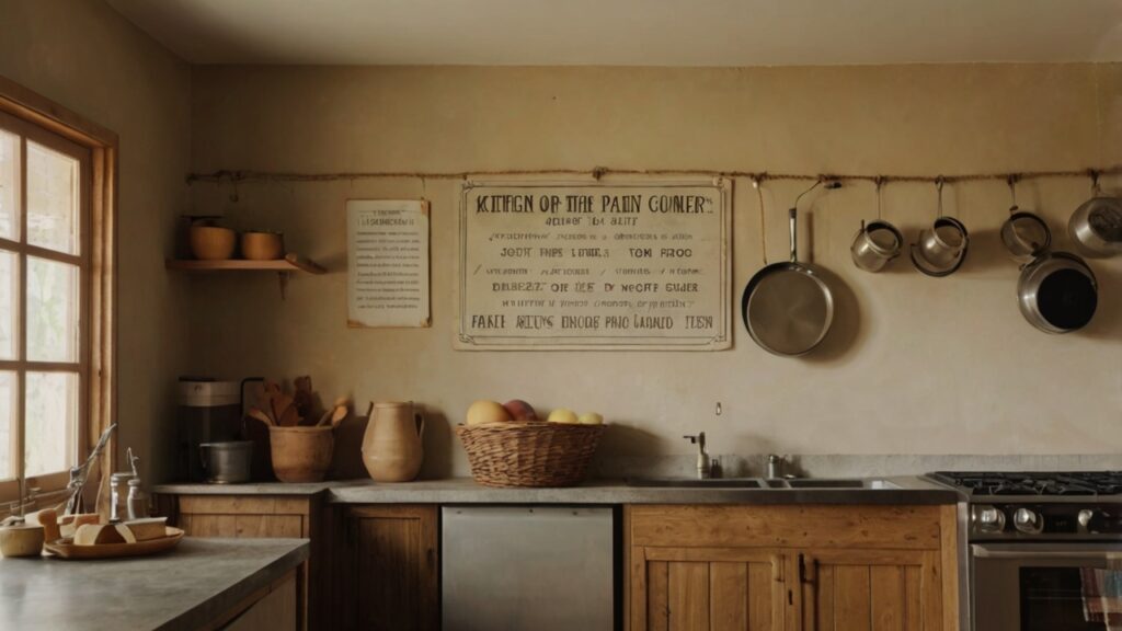 Rustic sign hanging from twine with a paint can—Kylie’s hang hack vibe.